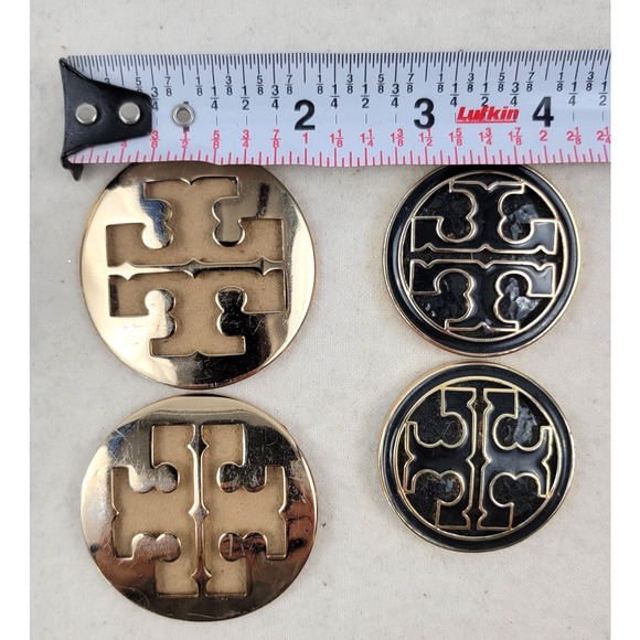 Tory Burch Gold Metal Logos Medallions Buttons Set of 4 Shoes Bag Upcycle Repair - Picture 6 of 6